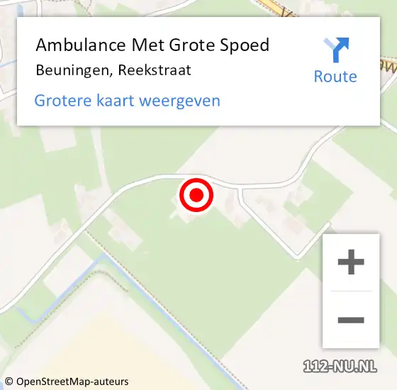 Locatie op kaart van de 112 melding: Ambulance Met Grote Spoed Naar Beuningen, Reekstraat op 13 mei 2022 20:34