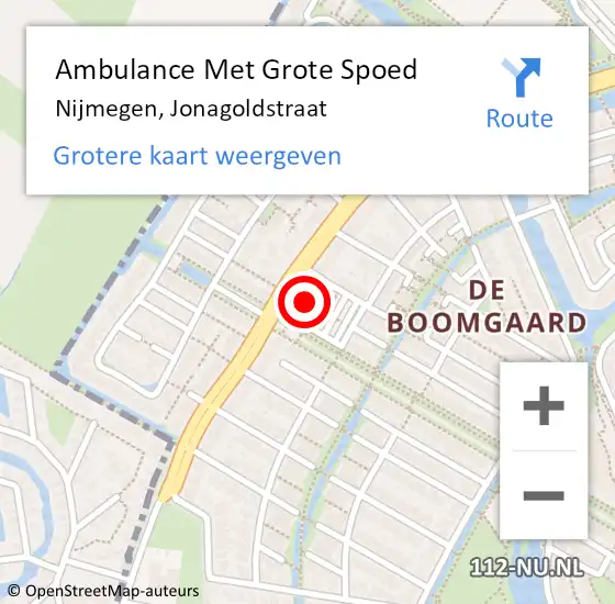 Locatie op kaart van de 112 melding: Ambulance Met Grote Spoed Naar Nijmegen, Jonagoldstraat op 13 mei 2022 20:37