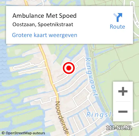 Locatie op kaart van de 112 melding: Ambulance Met Spoed Naar Oostzaan, Spoetnikstraat op 13 mei 2022 20:43