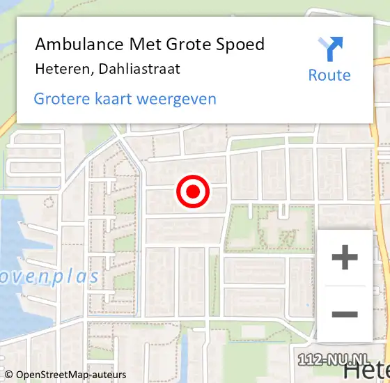 Locatie op kaart van de 112 melding: Ambulance Met Grote Spoed Naar Heteren, Dahliastraat op 13 mei 2022 20:44