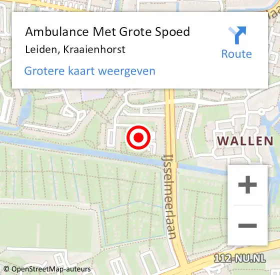 Locatie op kaart van de 112 melding: Ambulance Met Grote Spoed Naar Leiden, Kraaienhorst op 13 mei 2022 21:02