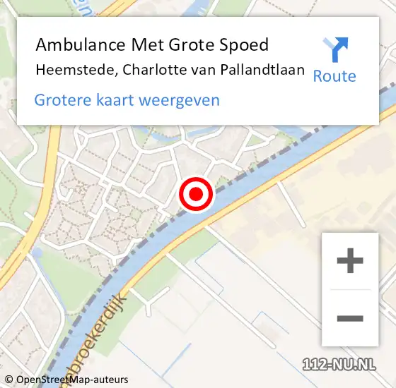 Locatie op kaart van de 112 melding: Ambulance Met Grote Spoed Naar Heemstede, Charlotte van Pallandtlaan op 13 mei 2022 21:14