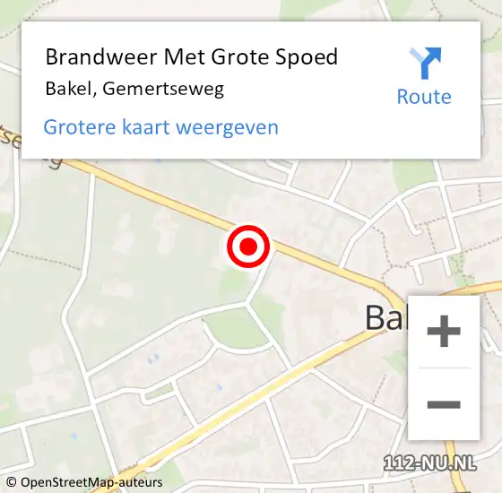 Locatie op kaart van de 112 melding: Brandweer Met Grote Spoed Naar Bakel, Gemertseweg op 13 mei 2022 21:16