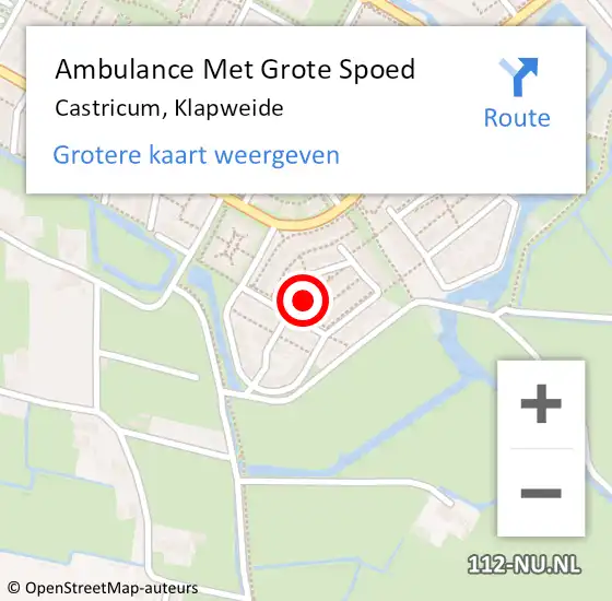 Locatie op kaart van de 112 melding: Ambulance Met Grote Spoed Naar Castricum, Klapweide op 13 mei 2022 21:19