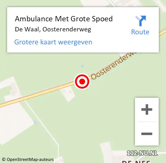 Locatie op kaart van de 112 melding: Ambulance Met Grote Spoed Naar De Waal, Oosterenderweg op 13 mei 2022 21:29