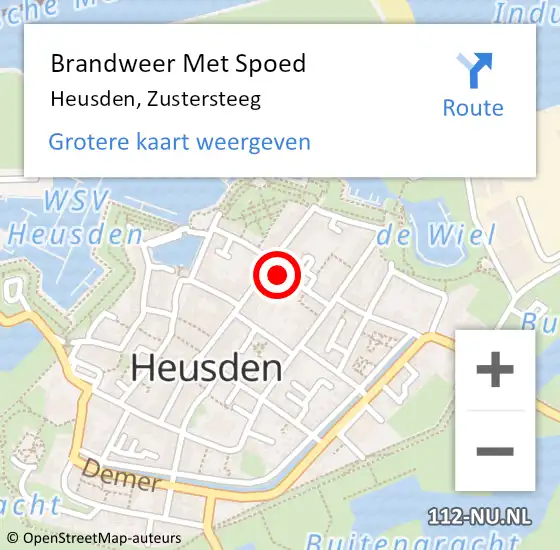 Locatie op kaart van de 112 melding: Brandweer Met Spoed Naar Heusden, Zustersteeg op 13 mei 2022 21:32