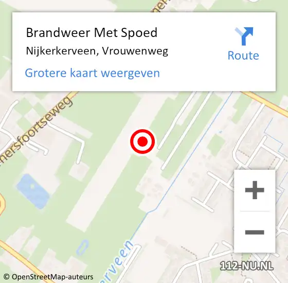 Locatie op kaart van de 112 melding: Brandweer Met Spoed Naar Nijkerkerveen, Vrouwenweg op 13 mei 2022 21:53