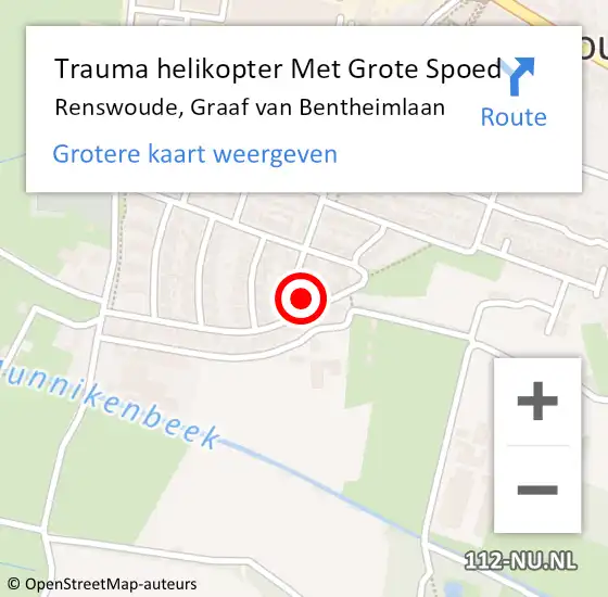 Locatie op kaart van de 112 melding: Trauma helikopter Met Grote Spoed Naar Renswoude, Graaf van Bentheimlaan op 13 mei 2022 22:03