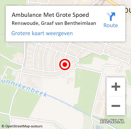 Locatie op kaart van de 112 melding: Ambulance Met Grote Spoed Naar Renswoude, Graaf van Bentheimlaan op 13 mei 2022 22:04