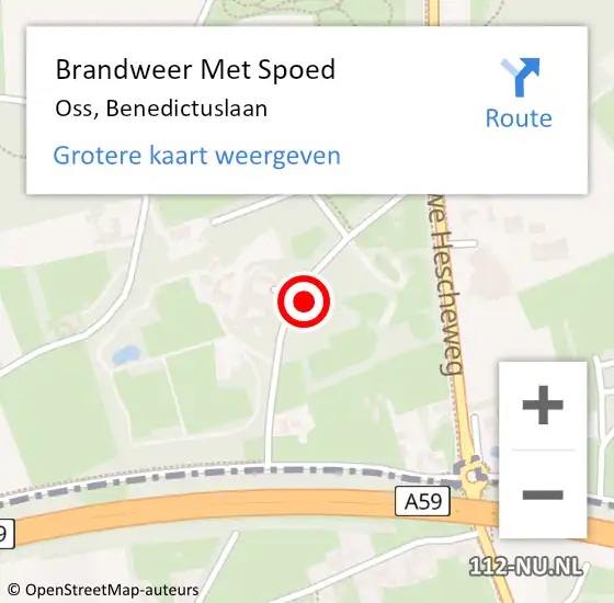 Locatie op kaart van de 112 melding: Brandweer Met Spoed Naar Oss, Benedictuslaan op 13 mei 2022 22:08