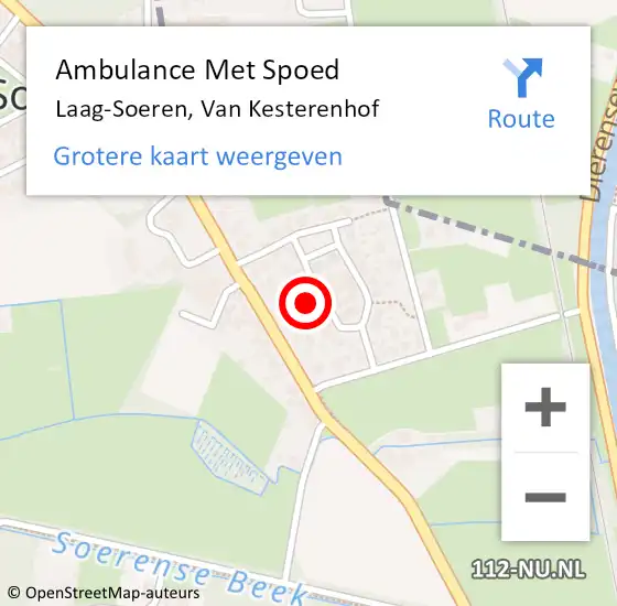 Locatie op kaart van de 112 melding: Ambulance Met Spoed Naar Laag-Soeren, Van Kesterenhof op 13 mei 2022 22:11