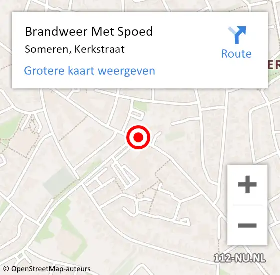 Locatie op kaart van de 112 melding: Brandweer Met Spoed Naar Someren, Kerkstraat op 13 mei 2022 22:39