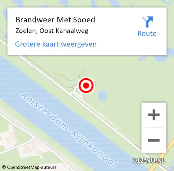 Locatie op kaart van de 112 melding: Brandweer Met Spoed Naar Zoelen, Oost Kanaalweg op 13 mei 2022 22:48