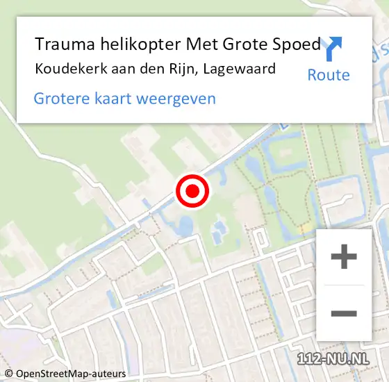 Locatie op kaart van de 112 melding: Trauma helikopter Met Grote Spoed Naar Koudekerk aan den Rijn, Lagewaard op 13 mei 2022 22:49