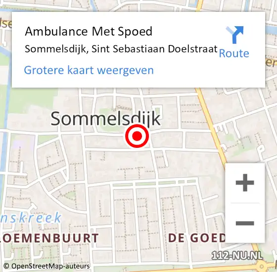 Locatie op kaart van de 112 melding: Ambulance Met Spoed Naar Sommelsdijk, Sint Sebastiaan Doelstraat op 13 mei 2022 22:54