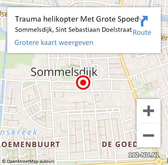 Locatie op kaart van de 112 melding: Trauma helikopter Met Grote Spoed Naar Sommelsdijk, Sint Sebastiaan Doelstraat op 13 mei 2022 22:55
