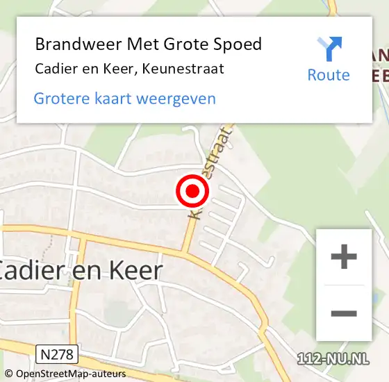 Locatie op kaart van de 112 melding: Brandweer Met Grote Spoed Naar Cadier en Keer, Keunestraat op 13 mei 2022 23:27