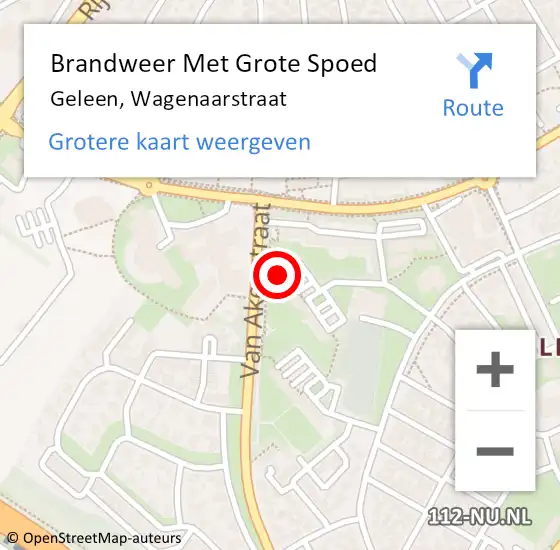 Locatie op kaart van de 112 melding: Brandweer Met Grote Spoed Naar Geleen, Wagenaarstraat op 13 mei 2022 23:27