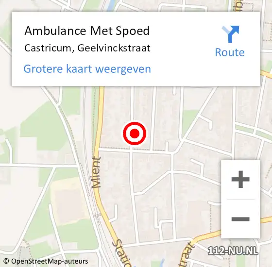 Locatie op kaart van de 112 melding: Ambulance Met Spoed Naar Castricum, Geelvinckstraat op 13 mei 2022 23:54