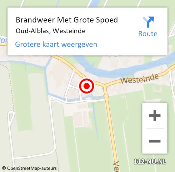 Locatie op kaart van de 112 melding: Brandweer Met Grote Spoed Naar Oud-Alblas, Westeinde op 14 mei 2022 00:16