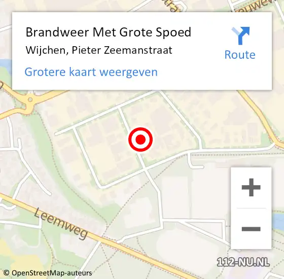 Locatie op kaart van de 112 melding: Brandweer Met Grote Spoed Naar Wijchen, Pieter Zeemanstraat op 14 mei 2022 00:19