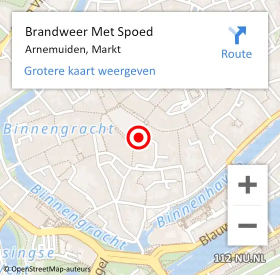 Locatie op kaart van de 112 melding: Brandweer Met Spoed Naar Arnemuiden, Markt op 14 mei 2022 00:24