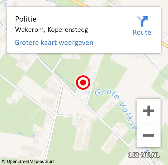 Locatie op kaart van de 112 melding: Politie Wekerom, Koperensteeg op 14 mei 2022 00:27