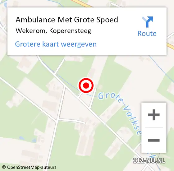 Locatie op kaart van de 112 melding: Ambulance Met Grote Spoed Naar Wekerom, Koperensteeg op 14 mei 2022 00:27