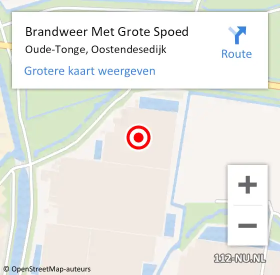 Locatie op kaart van de 112 melding: Brandweer Met Grote Spoed Naar Oude-Tonge, Oostendesedijk op 14 mei 2022 00:29