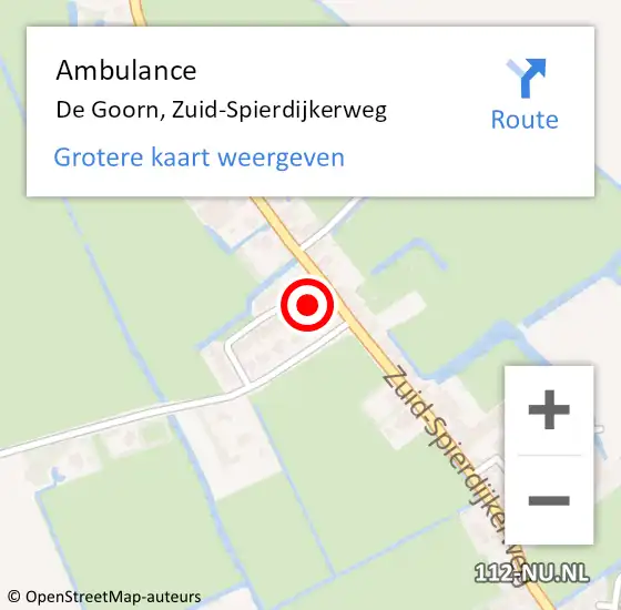 Locatie op kaart van de 112 melding: Ambulance De Goorn, Zuid-Spierdijkerweg op 14 mei 2022 00:35