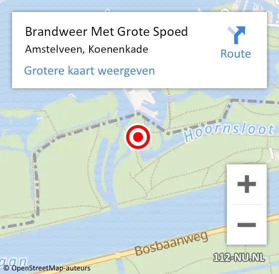 Locatie op kaart van de 112 melding: Brandweer Met Grote Spoed Naar Amstelveen, Koenenkade op 14 mei 2022 00:47