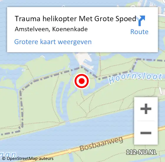 Locatie op kaart van de 112 melding: Trauma helikopter Met Grote Spoed Naar Amstelveen, Koenenkade op 14 mei 2022 00:48