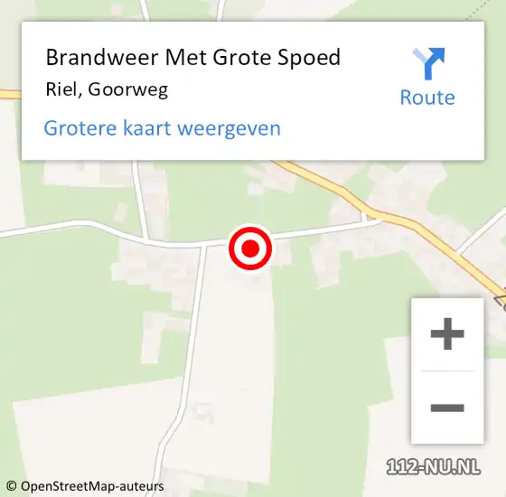 Locatie op kaart van de 112 melding: Brandweer Met Grote Spoed Naar Riel, Goorweg op 14 mei 2022 00:54