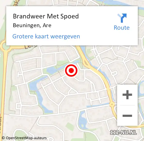 Locatie op kaart van de 112 melding: Brandweer Met Spoed Naar Beuningen, Are op 14 mei 2022 01:01