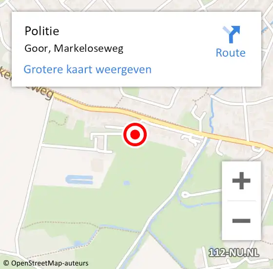 Locatie op kaart van de 112 melding: Politie Goor, Markeloseweg op 14 mei 2022 01:11