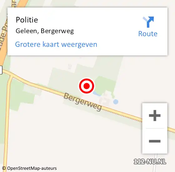 Locatie op kaart van de 112 melding: Politie Geleen, Bergerweg op 14 mei 2022 01:13