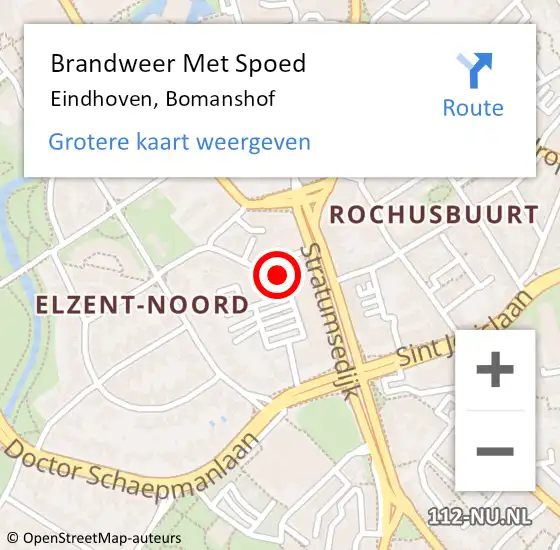 Locatie op kaart van de 112 melding: Brandweer Met Spoed Naar Eindhoven, Bomanshof op 14 mei 2022 01:21