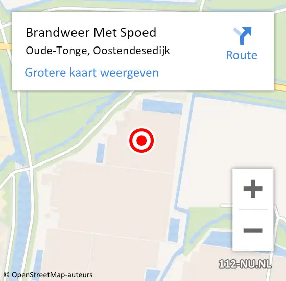 Locatie op kaart van de 112 melding: Brandweer Met Spoed Naar Oude-Tonge, Oostendesedijk op 14 mei 2022 01:50