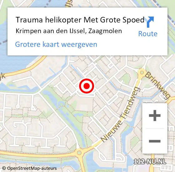 Locatie op kaart van de 112 melding: Trauma helikopter Met Grote Spoed Naar Krimpen aan den IJssel, Zaagmolen op 14 mei 2022 01:53