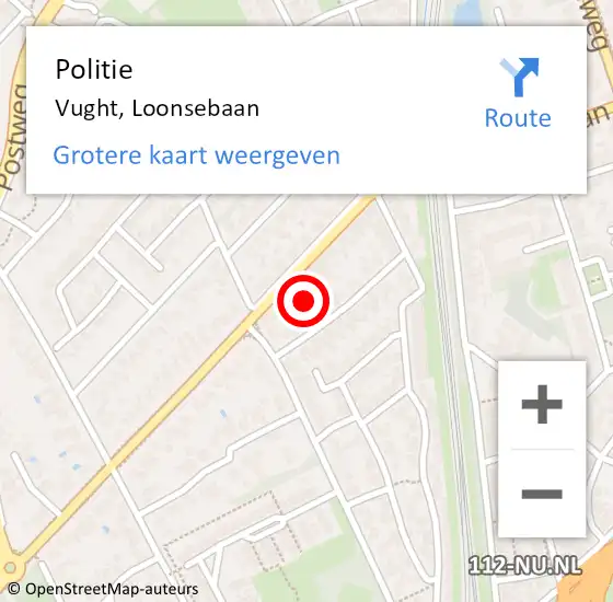 Locatie op kaart van de 112 melding: Politie Vught, Loonsebaan op 14 mei 2022 02:07