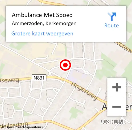 Locatie op kaart van de 112 melding: Ambulance Met Spoed Naar Ammerzoden, Kerkemorgen op 14 mei 2022 02:30