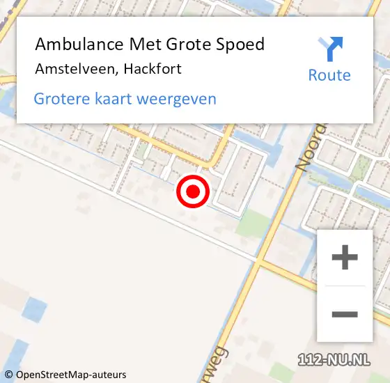 Locatie op kaart van de 112 melding: Ambulance Met Grote Spoed Naar Amstelveen, Hackfort op 14 mei 2022 02:36