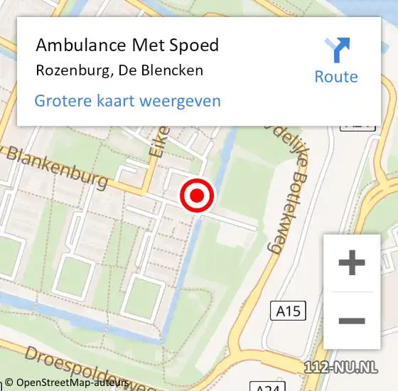 Locatie op kaart van de 112 melding: Ambulance Met Spoed Naar Rozenburg, De Blencken op 14 mei 2022 03:34