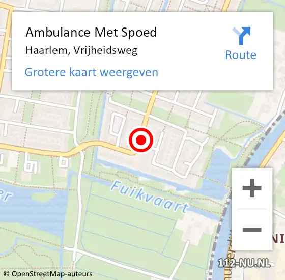 Locatie op kaart van de 112 melding: Ambulance Met Spoed Naar Haarlem, Vrijheidsweg op 14 mei 2022 03:59