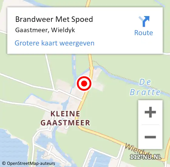 Locatie op kaart van de 112 melding: Brandweer Met Spoed Naar Gaastmeer, Wieldyk op 14 mei 2022 04:31