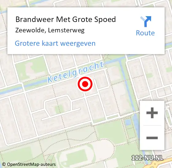 Locatie op kaart van de 112 melding: Brandweer Met Grote Spoed Naar Zeewolde, Lemsterweg op 14 mei 2022 04:49