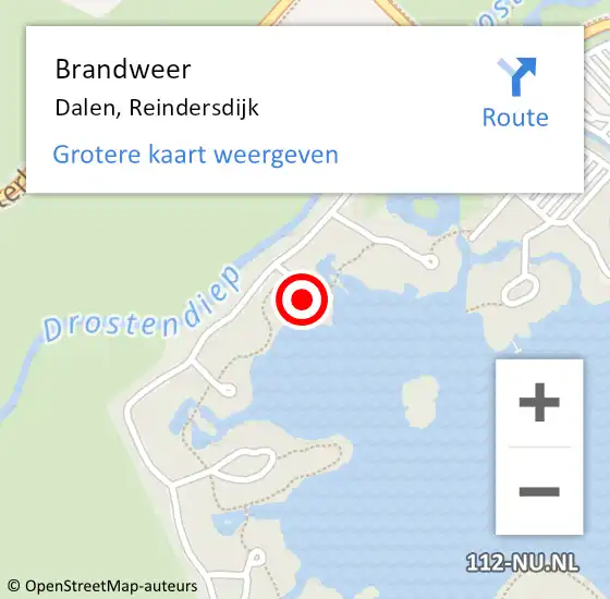 Locatie op kaart van de 112 melding: Brandweer Dalen, Reindersdijk op 14 mei 2022 05:01