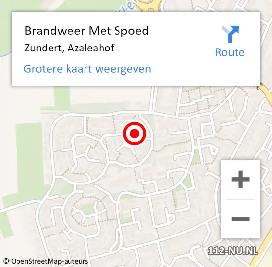 Locatie op kaart van de 112 melding: Brandweer Met Spoed Naar Zundert, Azaleahof op 14 mei 2022 05:40