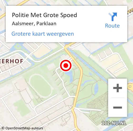 Locatie op kaart van de 112 melding: Politie Met Grote Spoed Naar Aalsmeer, Parklaan op 14 mei 2022 06:10