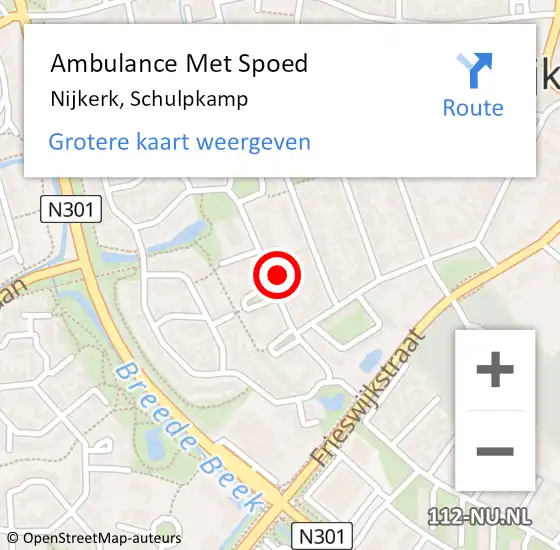 Locatie op kaart van de 112 melding: Ambulance Met Spoed Naar Nijkerk, Schulpkamp op 14 mei 2022 06:27